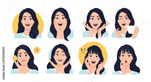 A collection of pixel art faces showing various expressions and emotions.