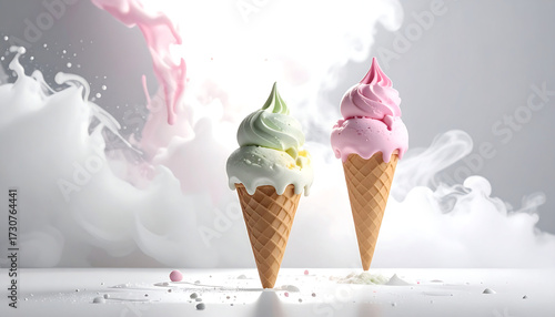 Row of ice cream cones topped with colorful sprinkles in sunlit outdoor setting—evoking summer joy, sweet indulgence, and playful street charm.