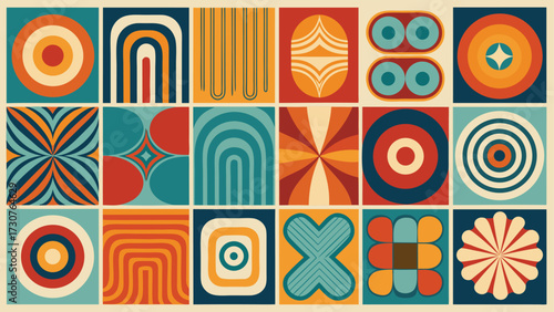 set of lively and colorful patterns, each with unique designs and artistic flair..eps