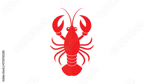Red lobster isolated on white background, top view flat lay