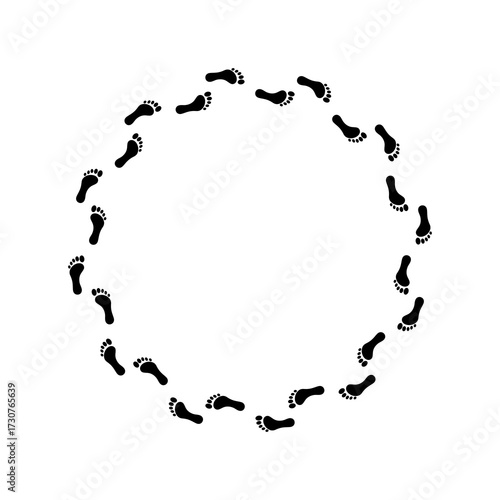 Human footprints circle icon isolated on white background