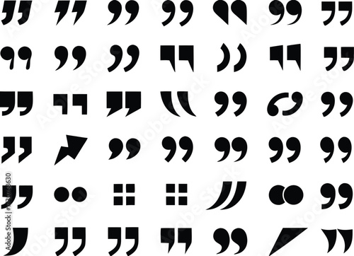 quote mark collection. black quotes icon set. Speech mark. inverted commas symbol. vector illustration 