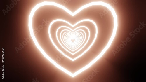 Golden Glow Hearts Tunnel Seamless 3D Loop Animation 4K 60 fps