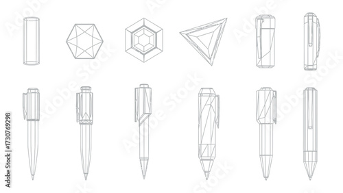 Elegant Pens and Jewel Sketches: A collection of meticulously rendered sketches, showcasing exquisite pens alongside stylized jewel designs, perfect for presentations.