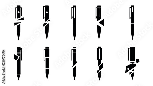 Pen Collection: An array of classic pens is artfully presented, celebrating the timeless functionality of elegant writing instruments.