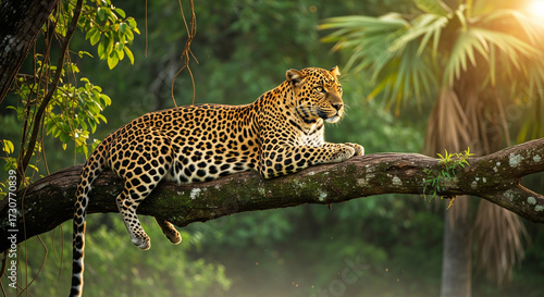 leopard resting on the tree