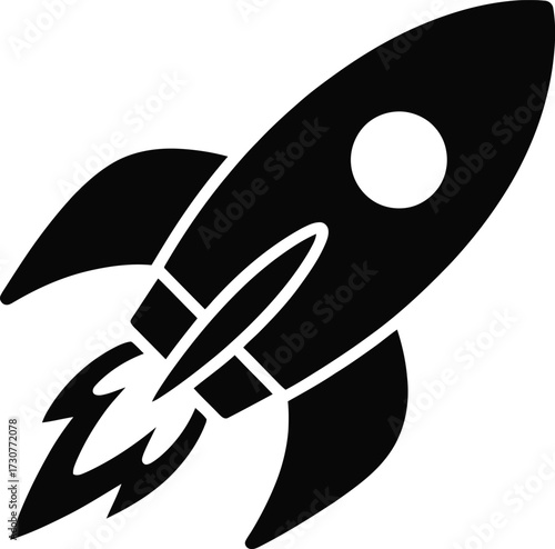 Rocket Icon Vector Illustration Symbolizing Launch, Startup, and Rapid Growth in Business