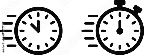 Time Flies Fast Clock Stopwatch Speedometer Timer Countdown Urgency Deadline Punctuality Icon