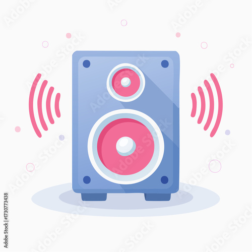 Illustration of a blue speaker emitting sound waves, perfect for audio-related projects.