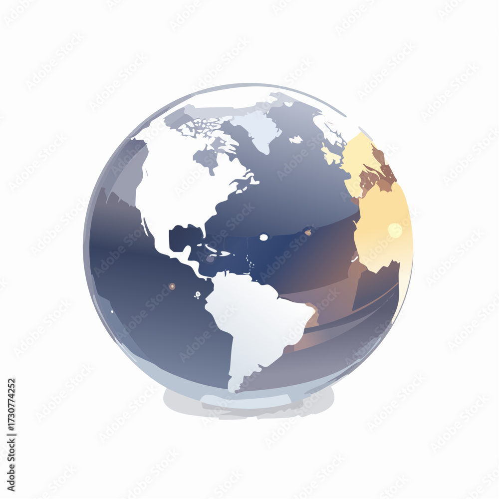 Fototapeta premium Illustrative depiction of Earth highlighting continents and oceans representation modern style