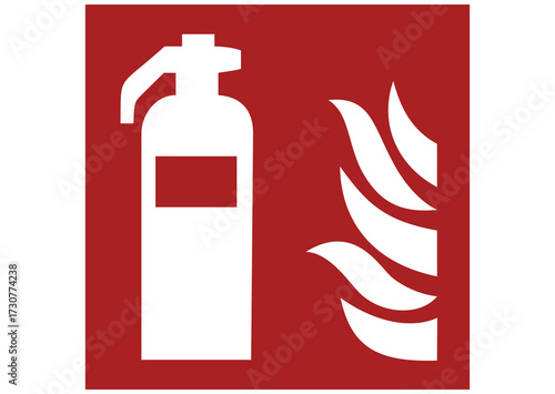 Fire extinguisher sign, isolated vector stock illustration