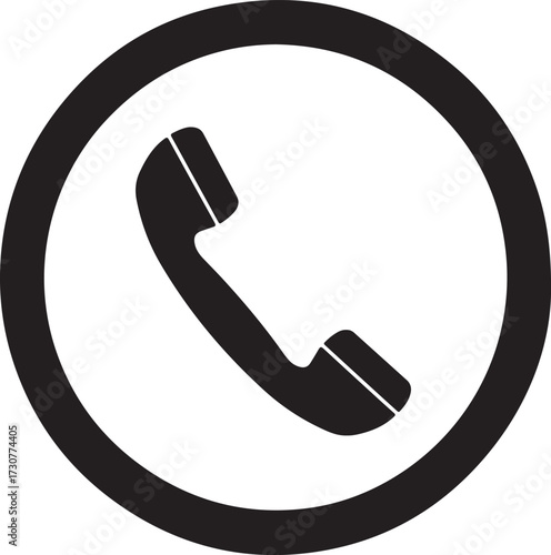Black and White Phone Icon Design Simplicity and Modernity in Contacting, Seamless Communication in a Streamlined Isolated Design
