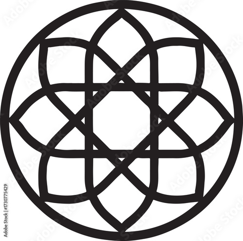 Geometric mandala outline silhouette vector in minimal abstract modern design for decoration and symbol