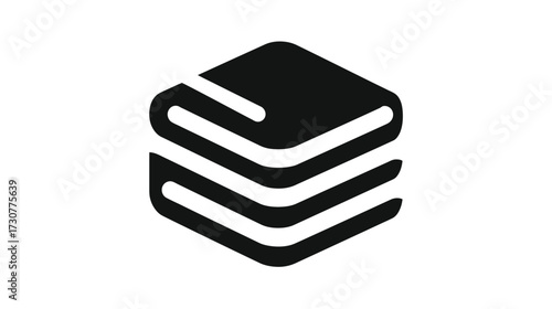 Modern minimalist graphic icon of neatly stacked folded fabric, clothes, or textiles, symbolizing organization, storage, and order.