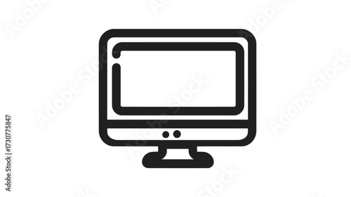 Modern Computer Monitor Line Icon. Outline desktop screen symbol. Technology display device vector illustration on white.