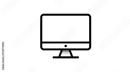 Black outline icon of a desktop computer monitor, minimalist technology display, modern electronic device graphic on white.