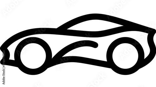Sleek minimalist black outline car icon. Simple vector illustration of an automobile for travel, transport, and automotive design.
