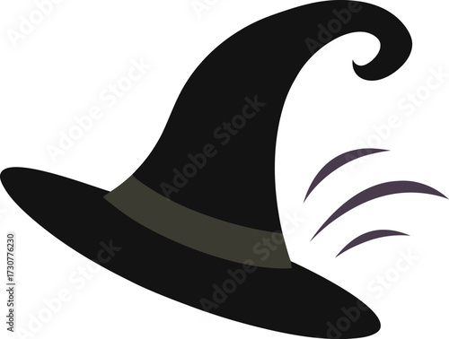 witch hat blown away in the wind  white backgroun