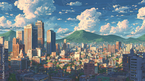 Aerial view of downtown