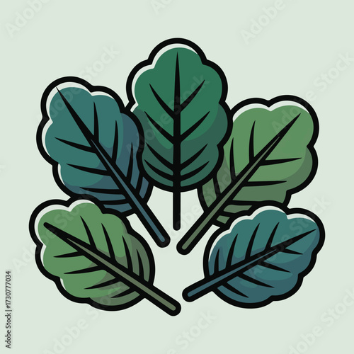 Flat vector National Kale Day design including kale leaf patterns, organic badges, salad bowls, smoothies, and playful cartoon characters in bold outlines and clean solid colors