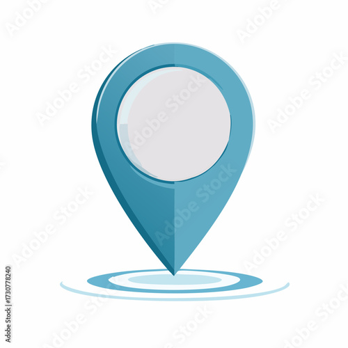 Blue location pointer icon isolated on white background for destination app design