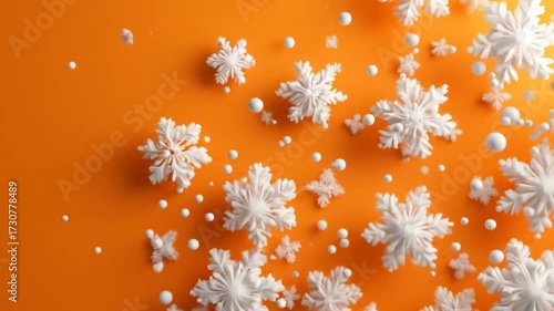 White snowflakes orange background