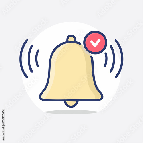 Notification bell icon with check mark symbolizing confirmed alerts and reminders design