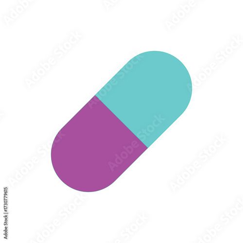Isolated Pill Capsule Illustration Blue and Purple Medical Treatment for Health and Wellness Aid