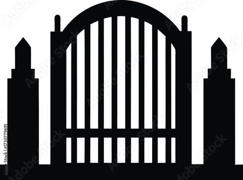 Security gate silhouette vector art illustration