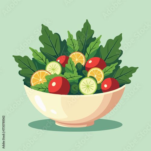 National Kale Day vector illustration featuring fresh kale leaves, healthy salad bowls, smoothies, and eco-friendly organic design in clean solid colors perfect for modern flat graphics