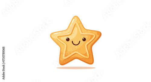 A cute star shaped cookie with a happy face smiles back.