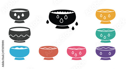 Colorful collection of traditional bowls with droplet designs in various styles