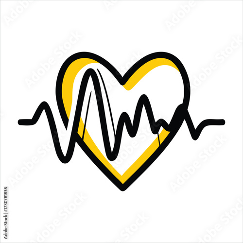 Heartbeat wave icon graphic medical health symbol love cardiology rhythm