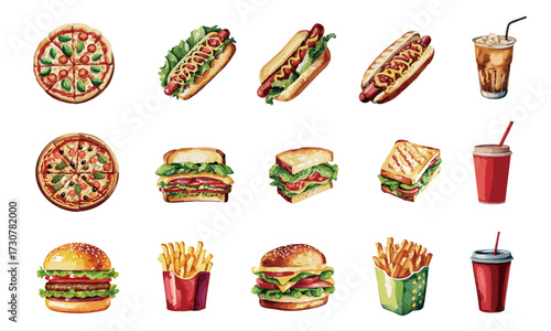 Variety Fast Food Illustrations.
