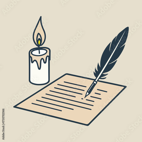 Flat solid color vector design for National Poetry Day showing vintage scrolls, pen nibs transforming into words, stacks of books, and poets writing under trees for posters and creative projects.