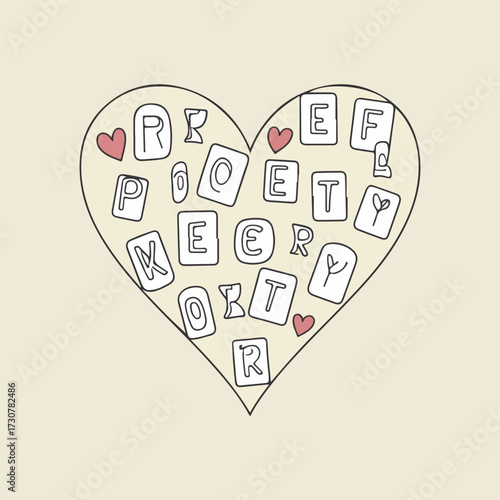 Creative National Poetry Day vector with typewriters, handwritten verses, floating letters, coffee and notebooks, and poet silhouettes in flat solid colors, perfect for literary art and education.