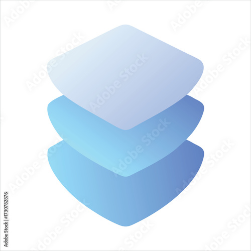 Abstract layered shapes with smooth gradients and soft blue hues