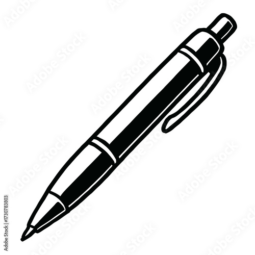 Ballpoint Pen Icon Vector - Classic Symbol for Writing and Office Use