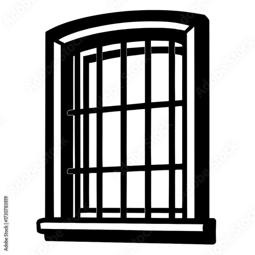 Barred Window Vector Icon - Symbol for Imprisonment, Security and Restriction