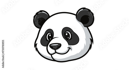 Cartoon illustration of a panda bear's head with a friendly expression, isolated on a white background.