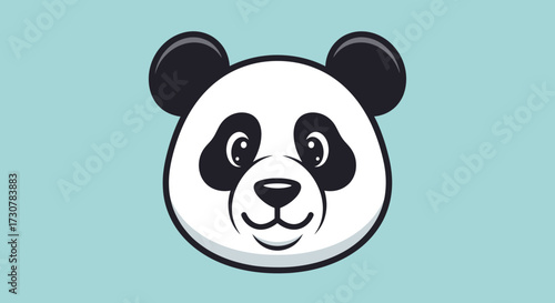 A cartoon illustration of a panda's face, featuring black and white fur and a smiling expression.