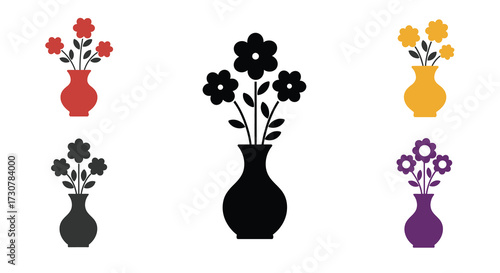 Colorful floral arrangements in vases showcasing a variety of blossom designs