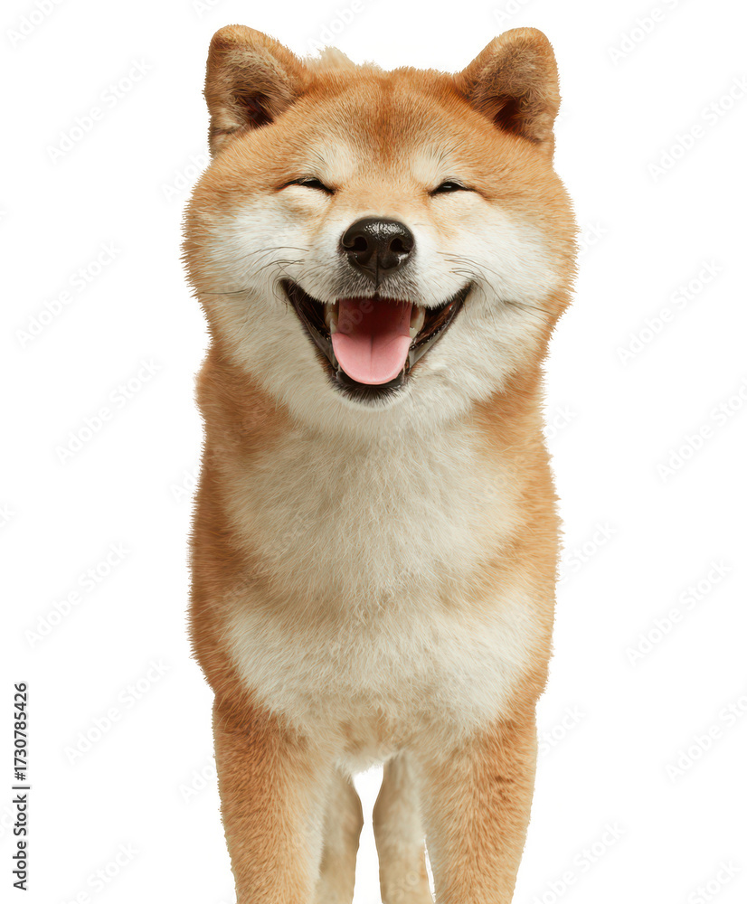 Fototapeta premium Cute Realistic 3D Shiba Inu Dog PNG – Smiling Happy Adult Shiba Isolated Transparent Background