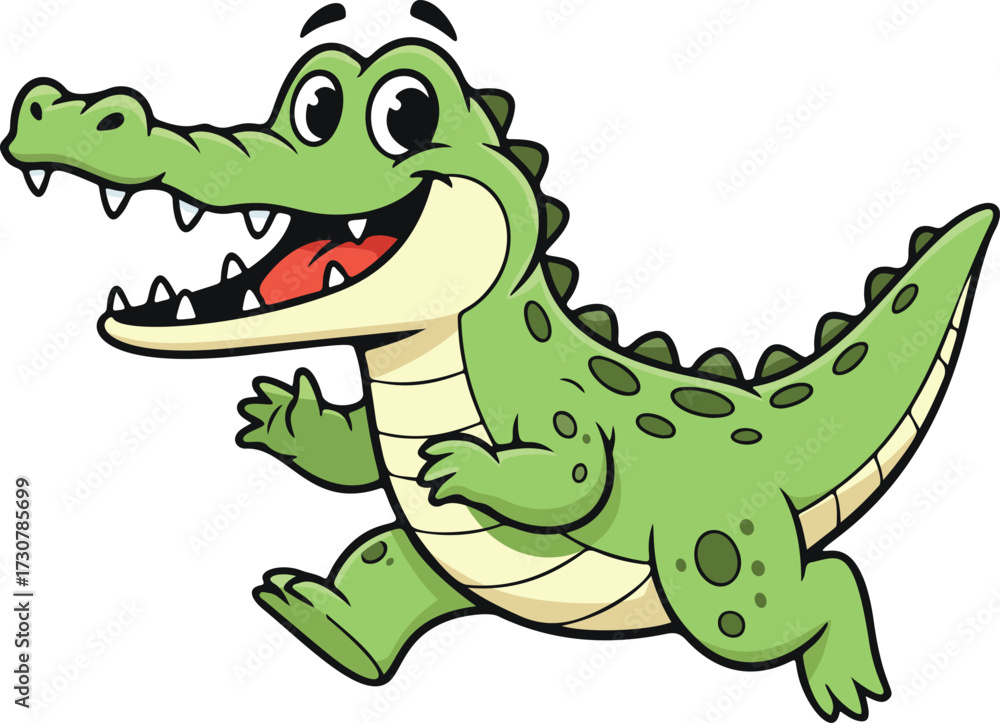 Fototapeta premium Cute Running Crocodile Cartoon