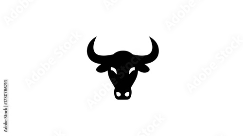 Strong Bull Head Silhouette Vector Icon. Powerful Bovine Animal Symbol with Horns. Graphic Design Element for Strength and Power Concepts.
