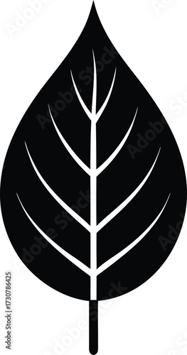Bodhi Tree Leaf Silhouette Vector Art Illustration