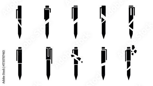 Pen Collection Iconography: A curated selection of artistic, monochrome pen designs with a hint of artistry and precision for the art of writing and self expression.