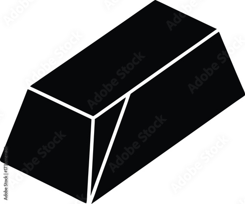 Gold Ingot Silhouette Vector Art Illustration