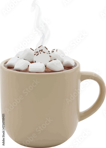 Cozy mug filled with hot chocolate and marshmallows
