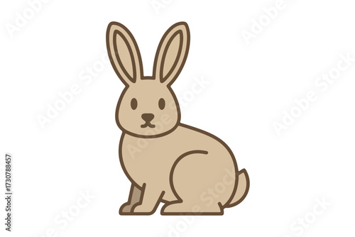 Cute cartoon rabbit sitting isolated on white background